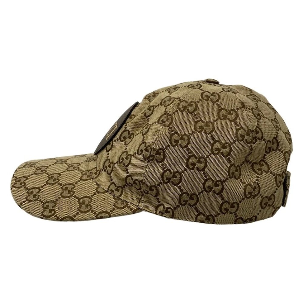 GUCCI GG Cream Dark Brown Gold Cotton Polyester - Hat 406-052025 - Picture 3 of 7